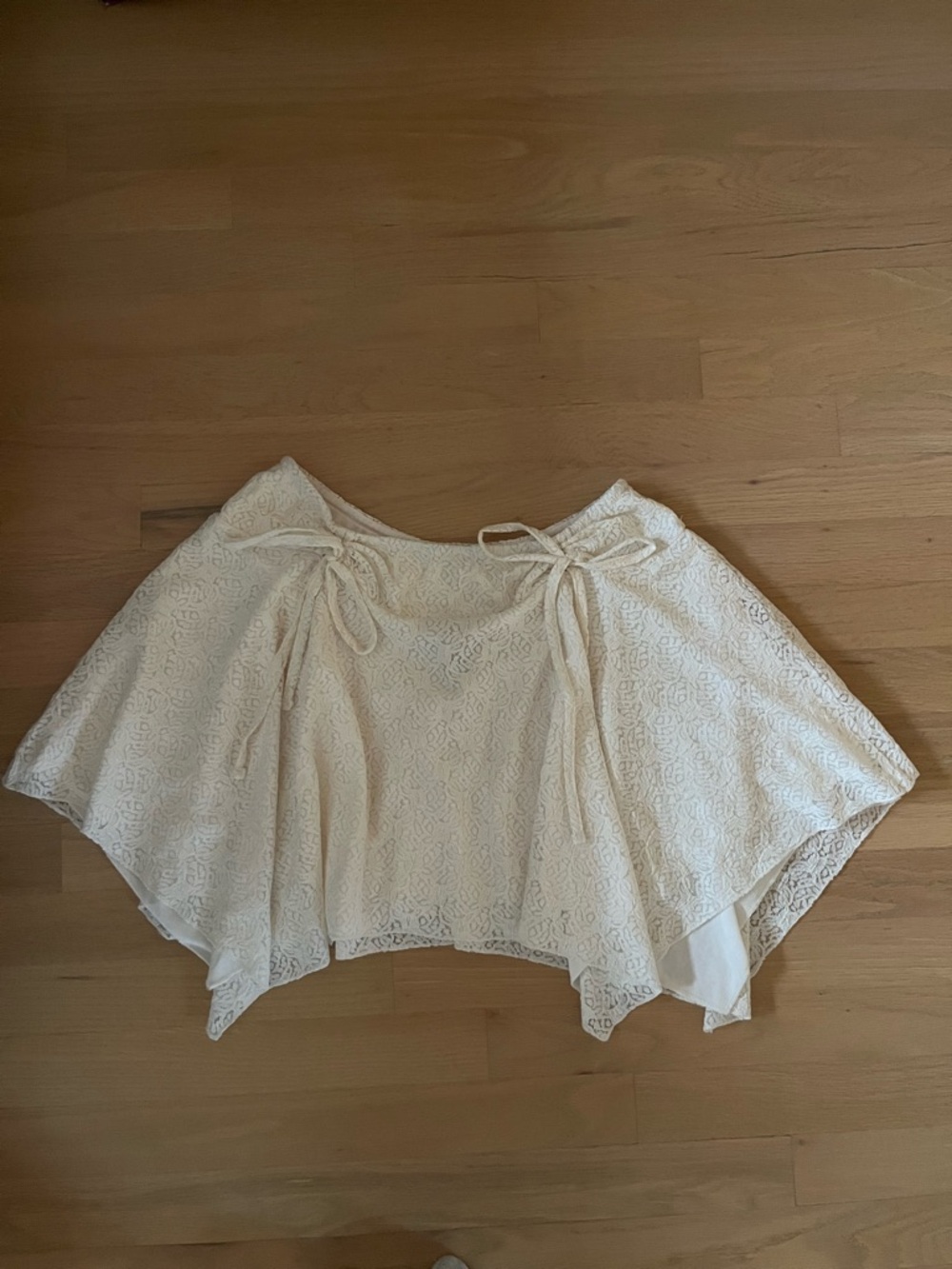 Vintage Lace Overlay Cream Bow Skirt